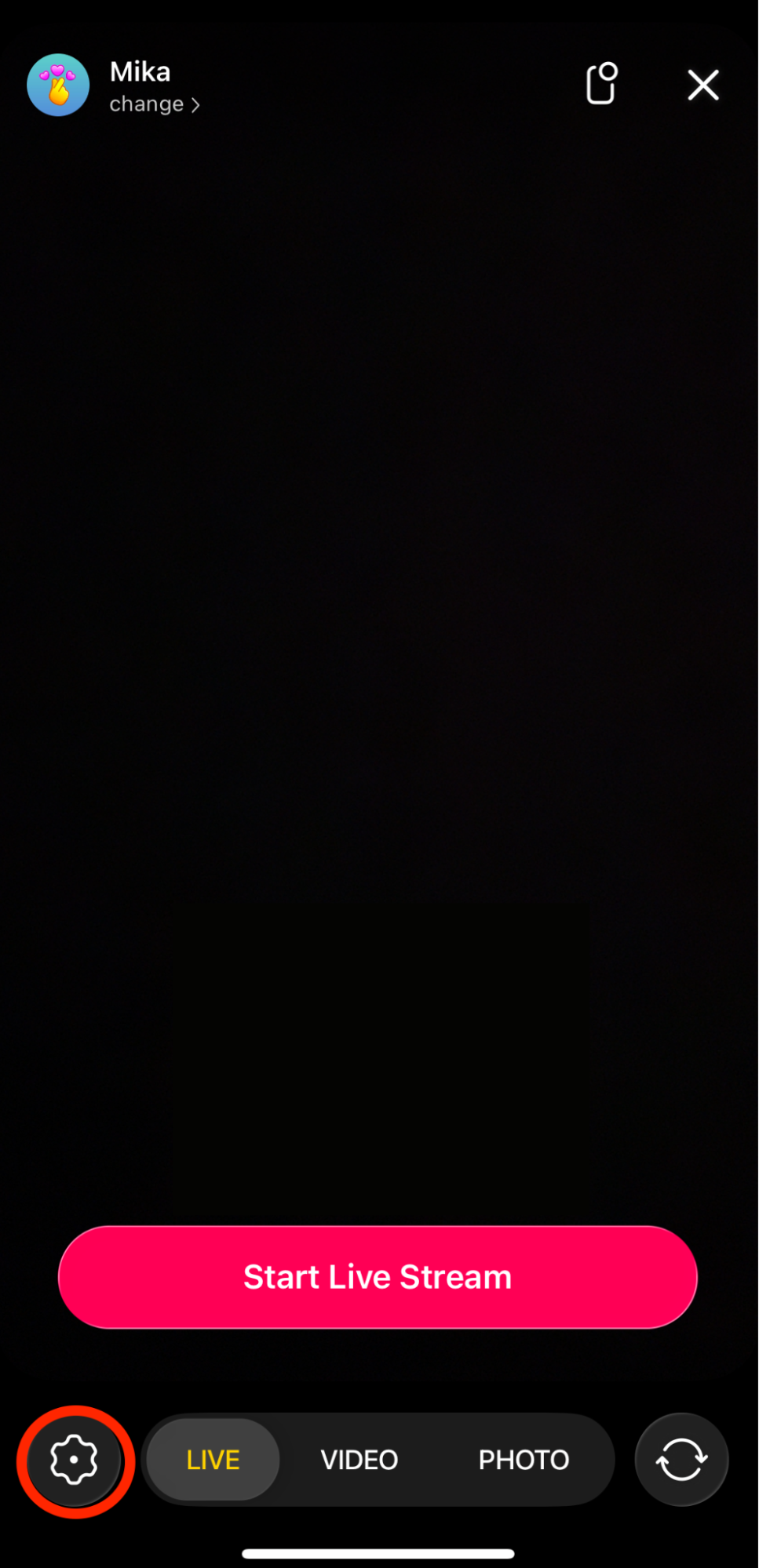 telegram live main screen start live stream button